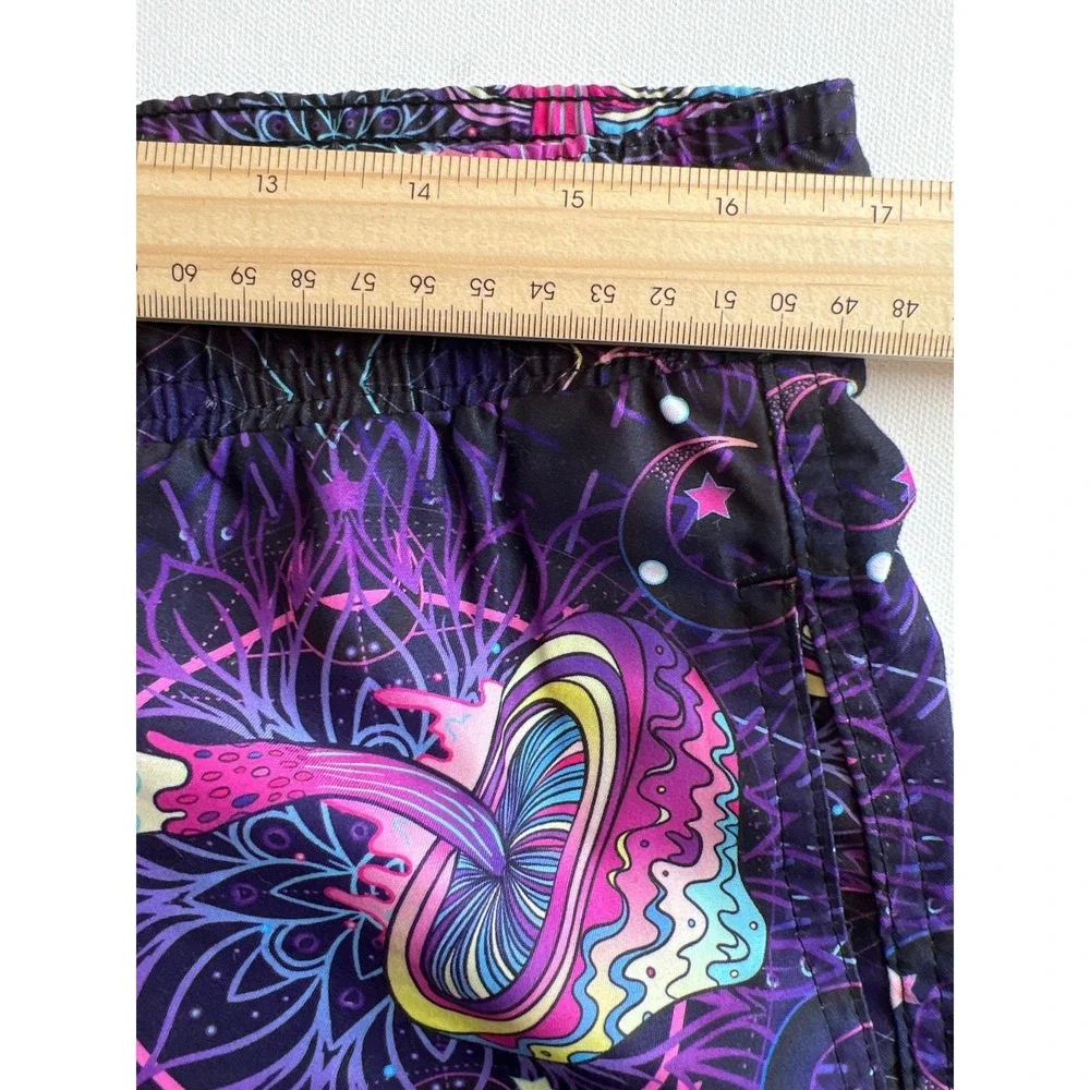 KRONIC Prints Drill Swim Trunks Shorts L Psychedelic Trippy Shroom Festival